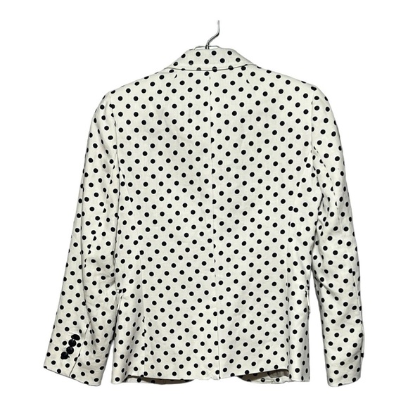 J Crew Linen Schoolboy Blazer Black & White Polka Dot Single Breasted Jacket 0 - Picture 2 of 13